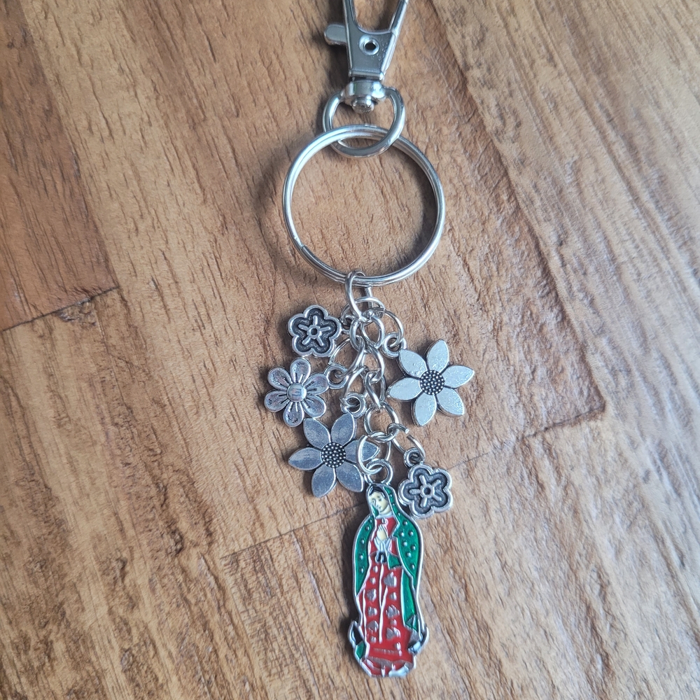 New Religious Keychain With Flowers